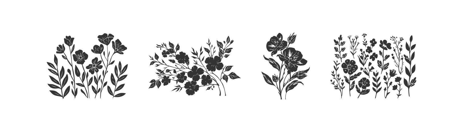 samling av blomma silhuetter. vektor illustration design.