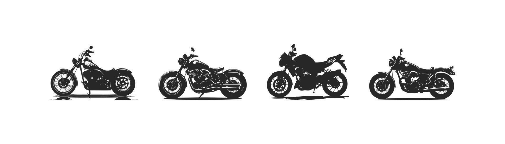 schwarz Motorräder Symbol Satz. Vektor Illustration Design.