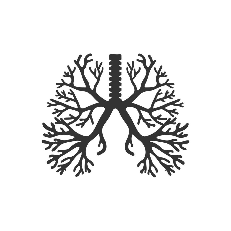 silhuett av mänsklig lungor i nerv ändelser ikon. vektor illustration design.