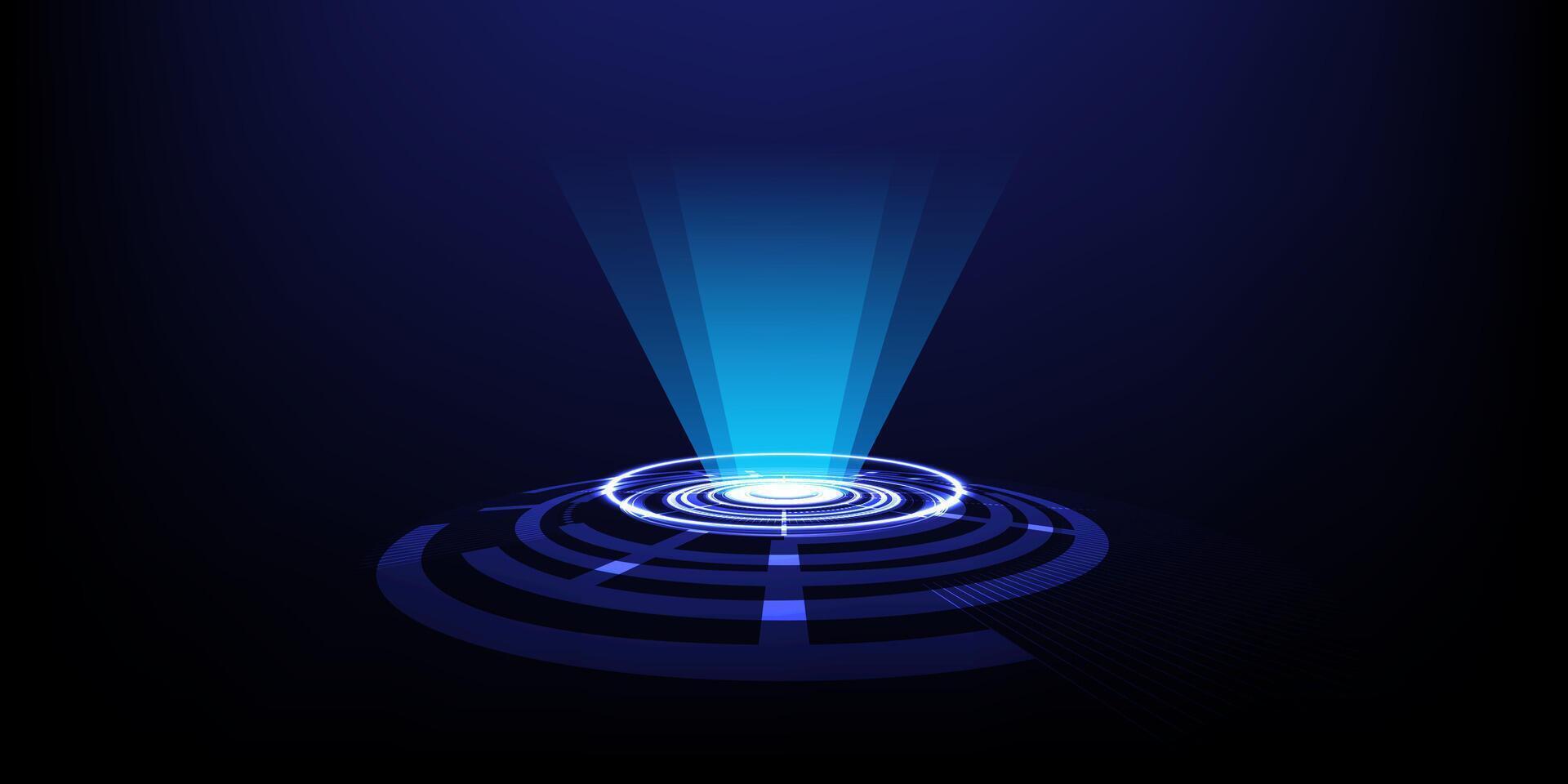 abstrakt Technologie Innovation Kreis Sci-Fi Konzept Bühne mit Hologramm Portal Licht Hintergrund. vektor