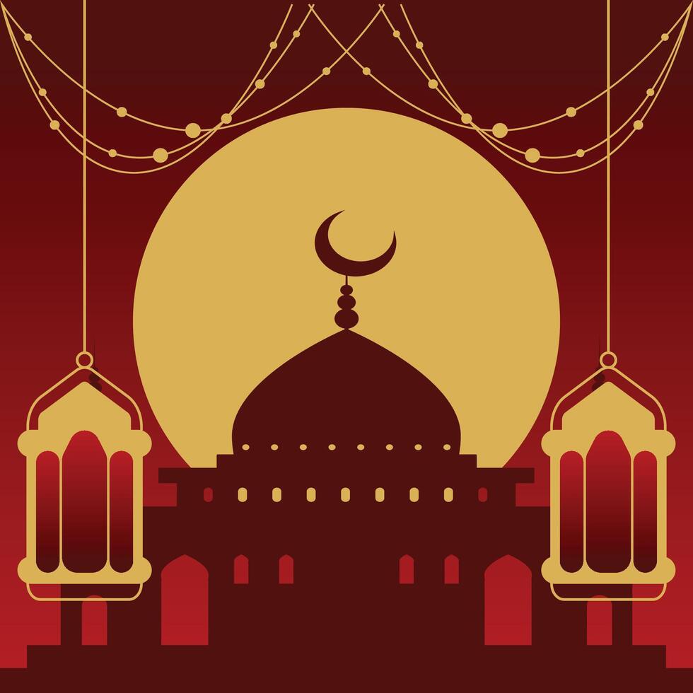 islamic realistisk eid mubarak festival bakgrund och eid kort affisch begrepp vektor