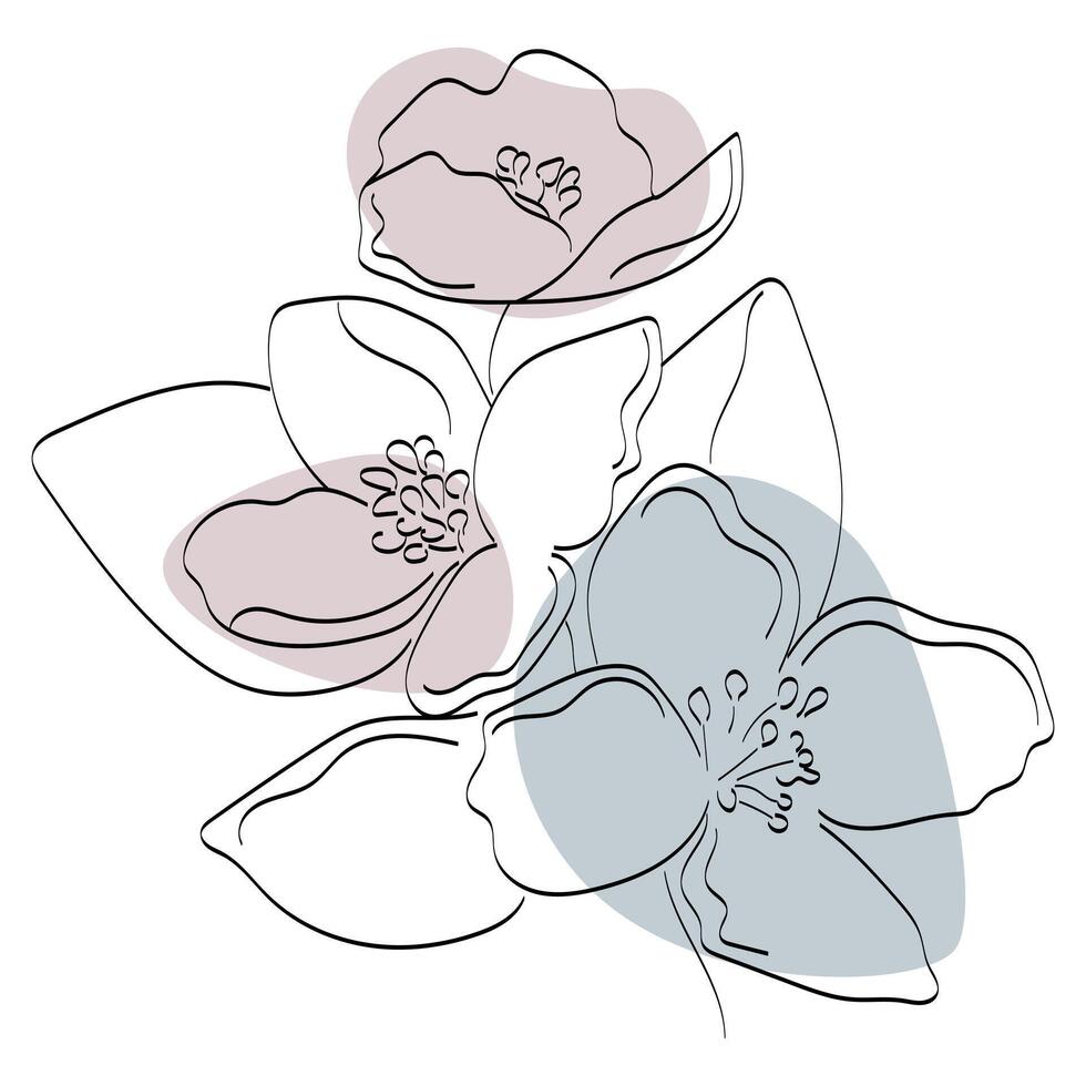 abstrakt minimalistisk linjär blommor, klotter blommor, blommor vektor ClipArt