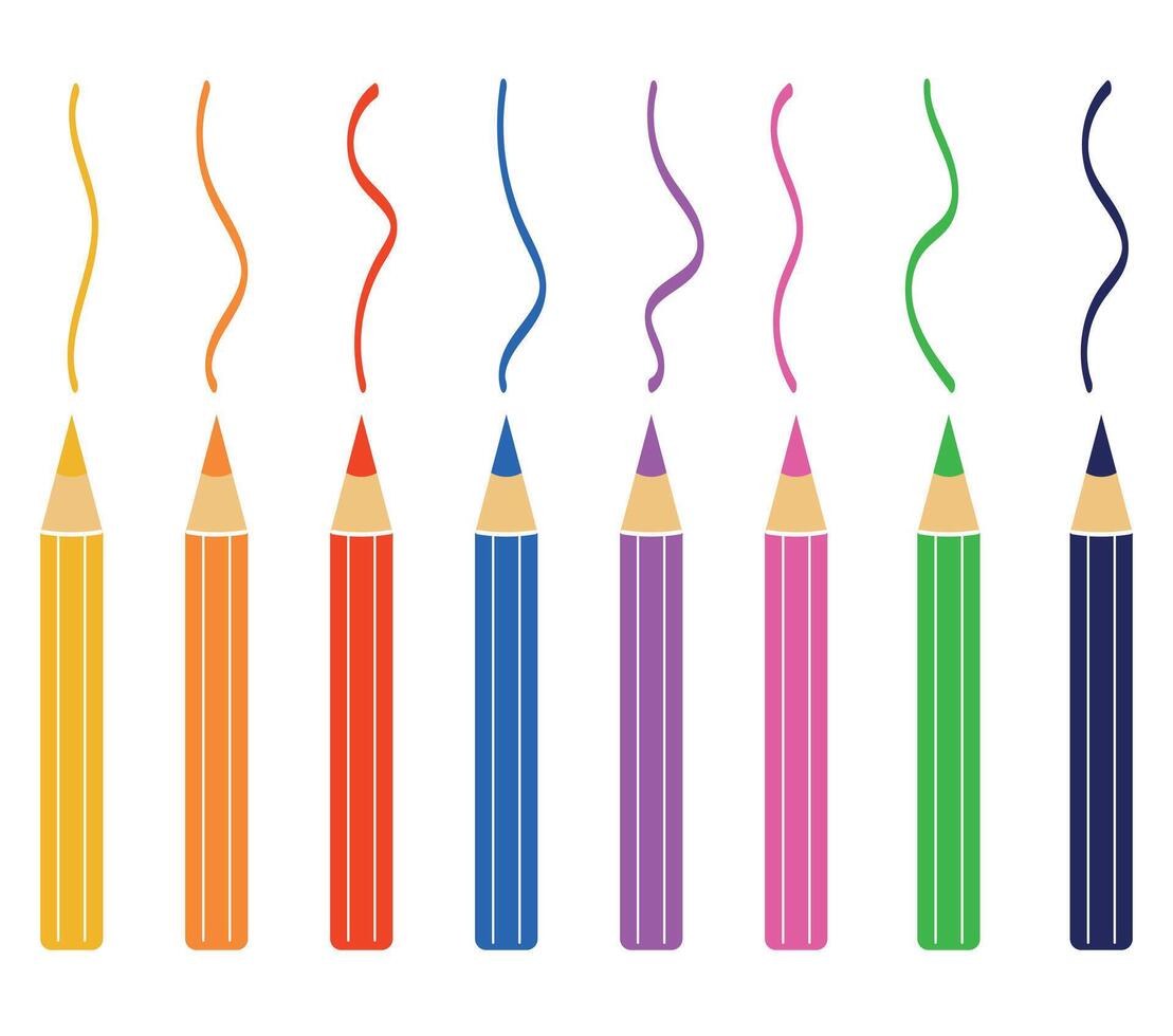 uppsättning av färgad pennor, teckning uppsättning, kreativitet, vektor illustration, pennor ClipArt
