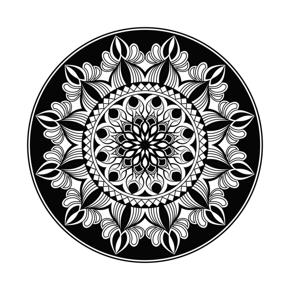 mandala design linjär stil och vit mandala vektor