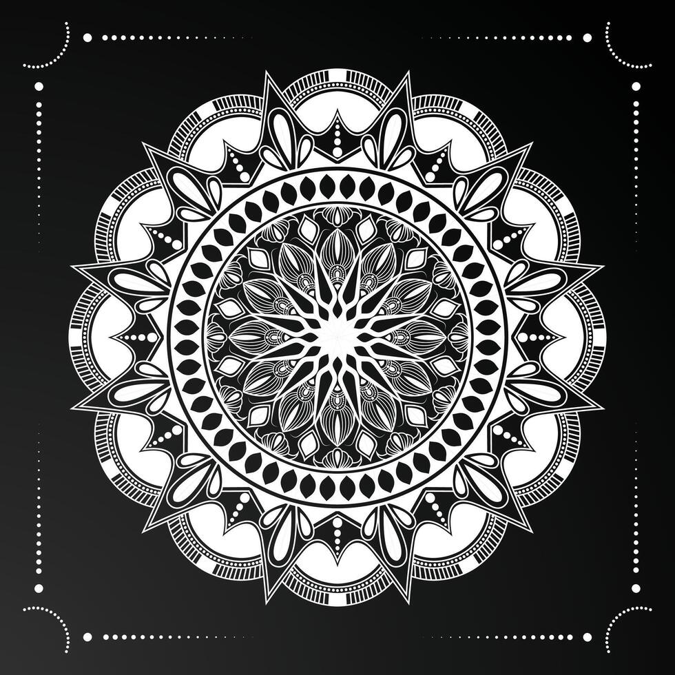 Mandala Design geradlinig Stil und Weiß Mandala vektor