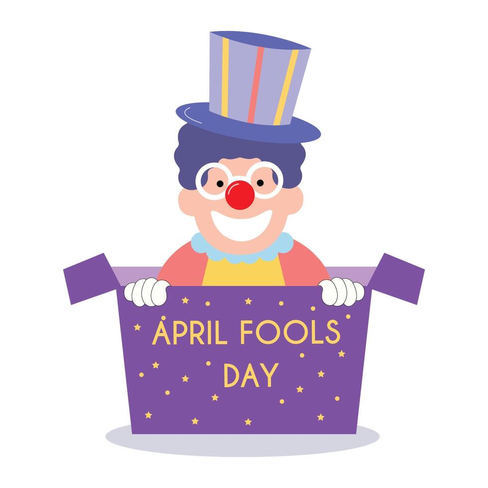 Lycklig april dårar dag illustration clown begrepp överraskning och komedi roligt vektor mall affisch bakgrund