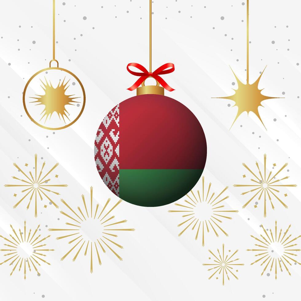 Weihnachten Ball Ornamente Weißrussland Flagge Feier vektor