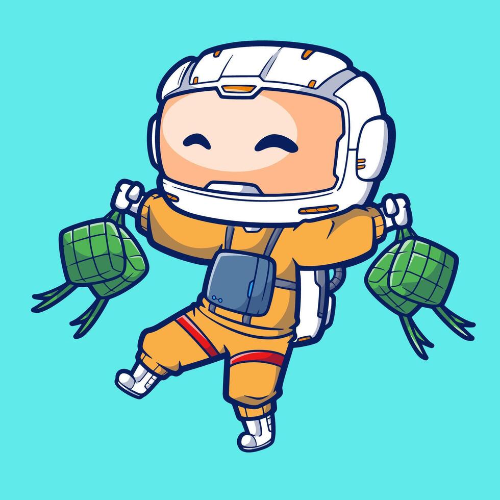 söt astronaut ramadan kareem. vektor illustration