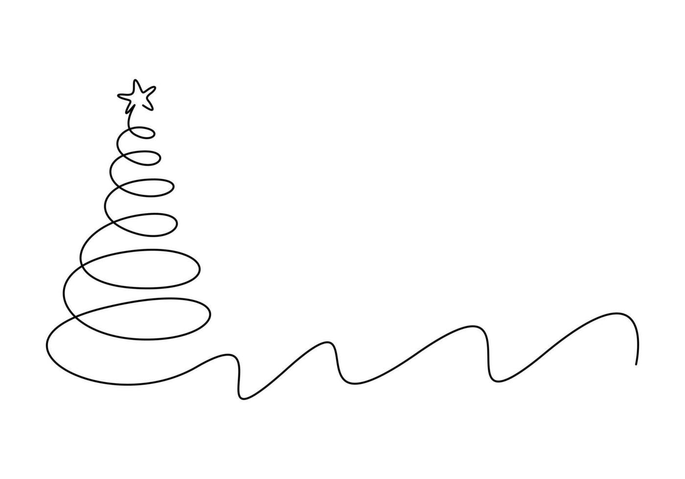 jul träd kontinuerlig ett linje teckning vektor illustration. isolerat på vit bakgrund vektor illustration