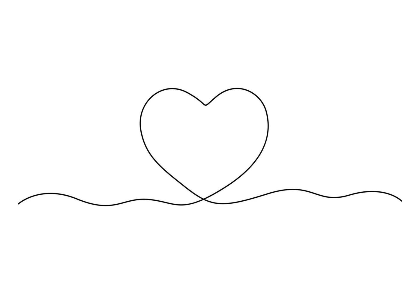 kontinuerlig ett linje teckning av kärlek tecken med hjärta symbol vektor illustration