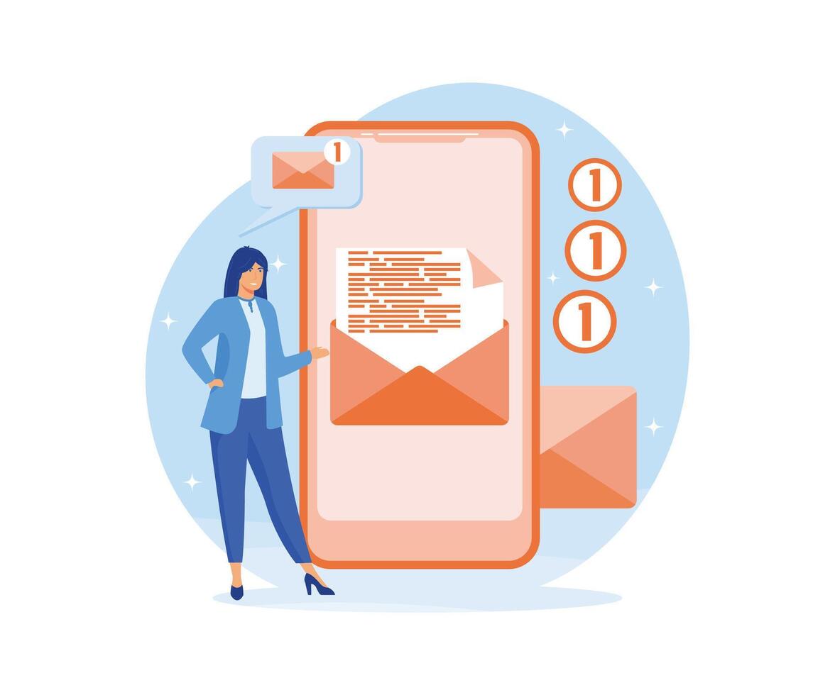 Email Service, Email Marketing Konzept. eben Vektor modern Illustration