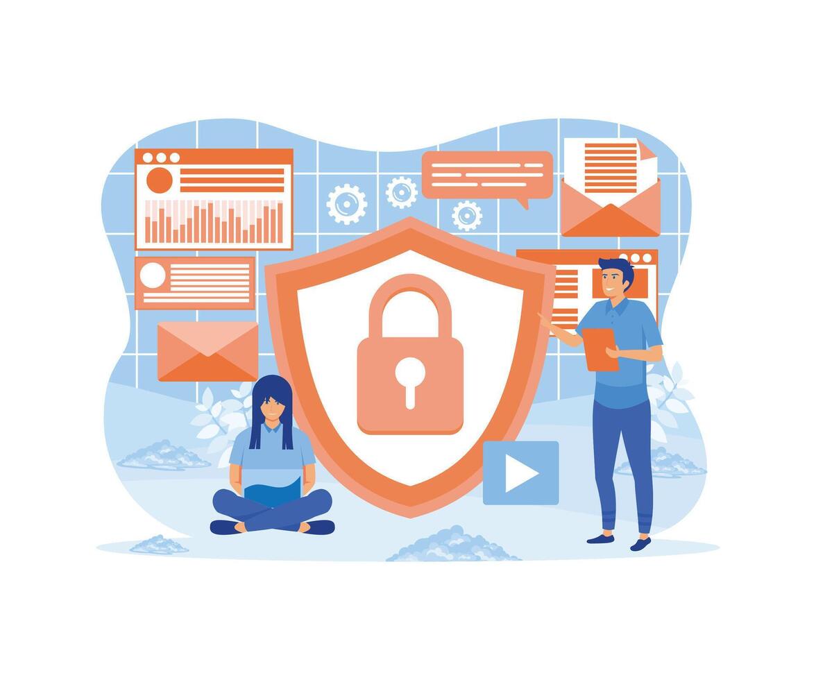 Daten Schutz Konzept.Sicherheit und geheim Daten Schutz. Internet Sicherheit. eben Vektor modern Illustration