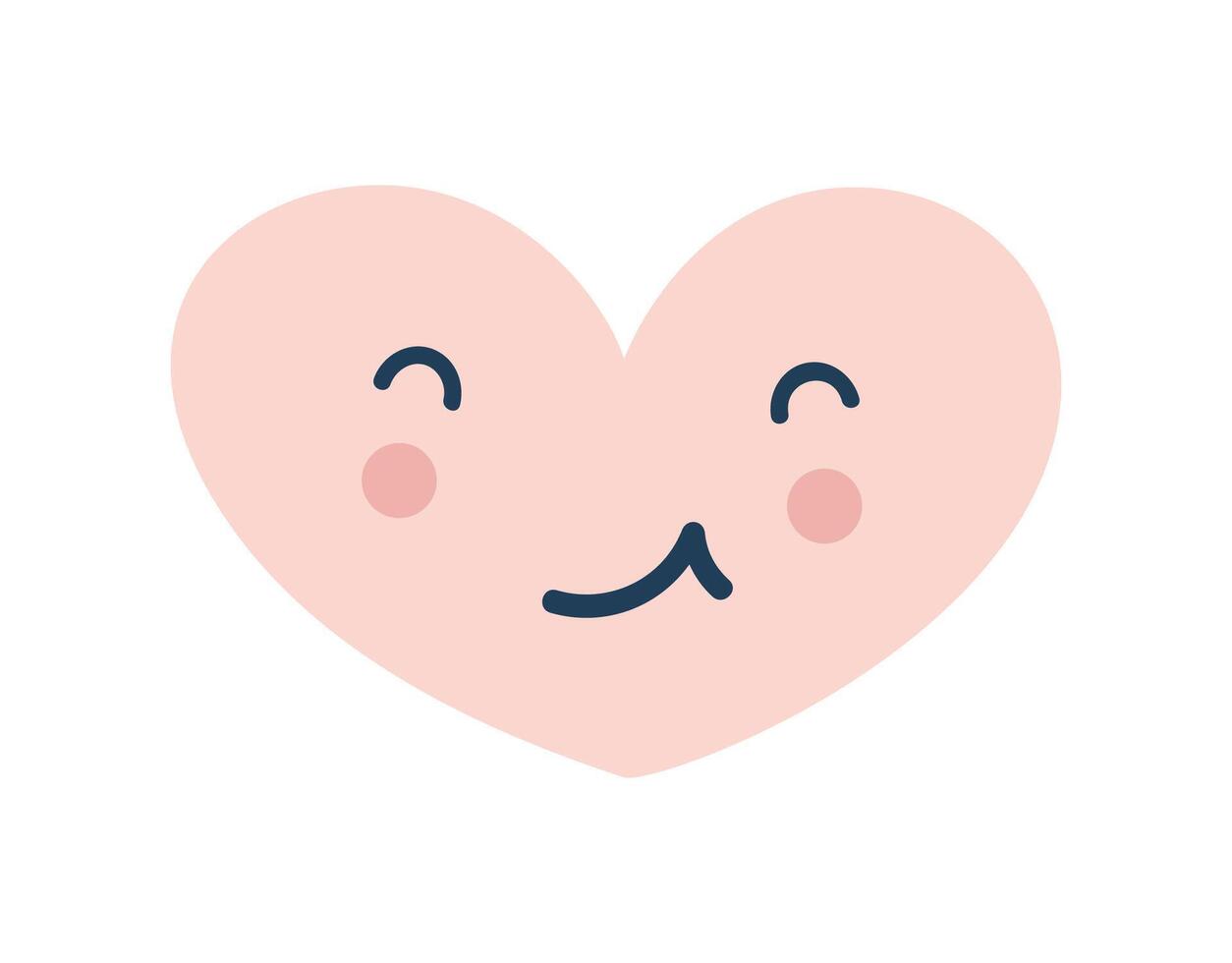rosa Lycklig blyg hjärta kärlek emoji ikon. objekt symbol platt vektor konst. tecknad serie element för webb design, affisch, hälsning kort, valentines dag, bröllop