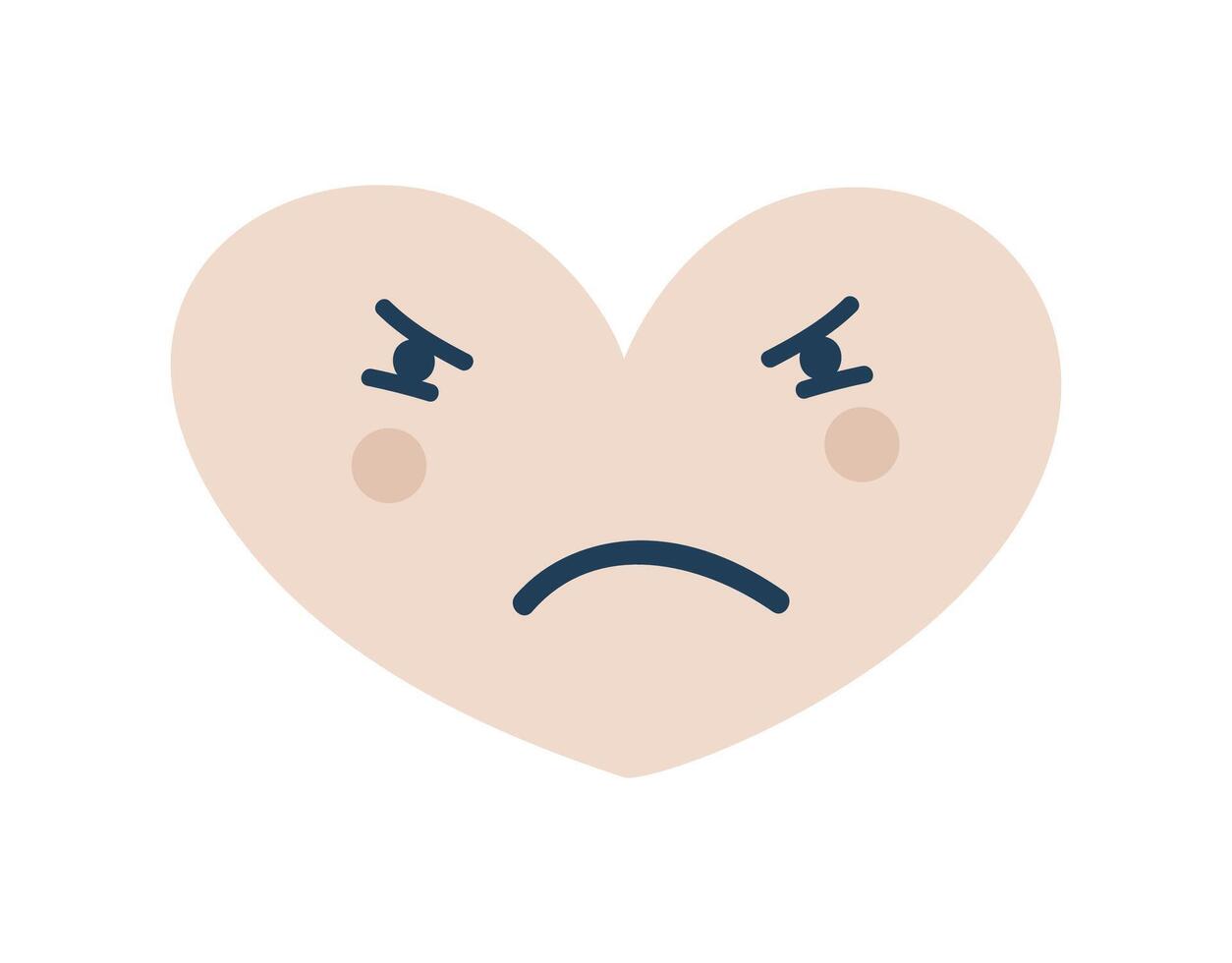 Beige eifersüchtig Herz Emoji Symbol. Objekt Symbol eben Vektor Kunst. Karikatur Element zum Netz Design, Poster, Gruß Karte