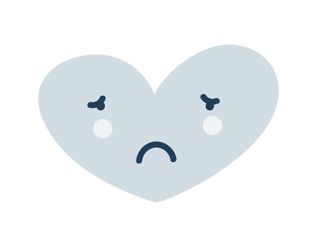 Blau traurig Herz Emoji Symbol. Objekt Symbol eben Vektor Kunst. Karikatur Element zum Netz Design, Poster, Gruß Karte