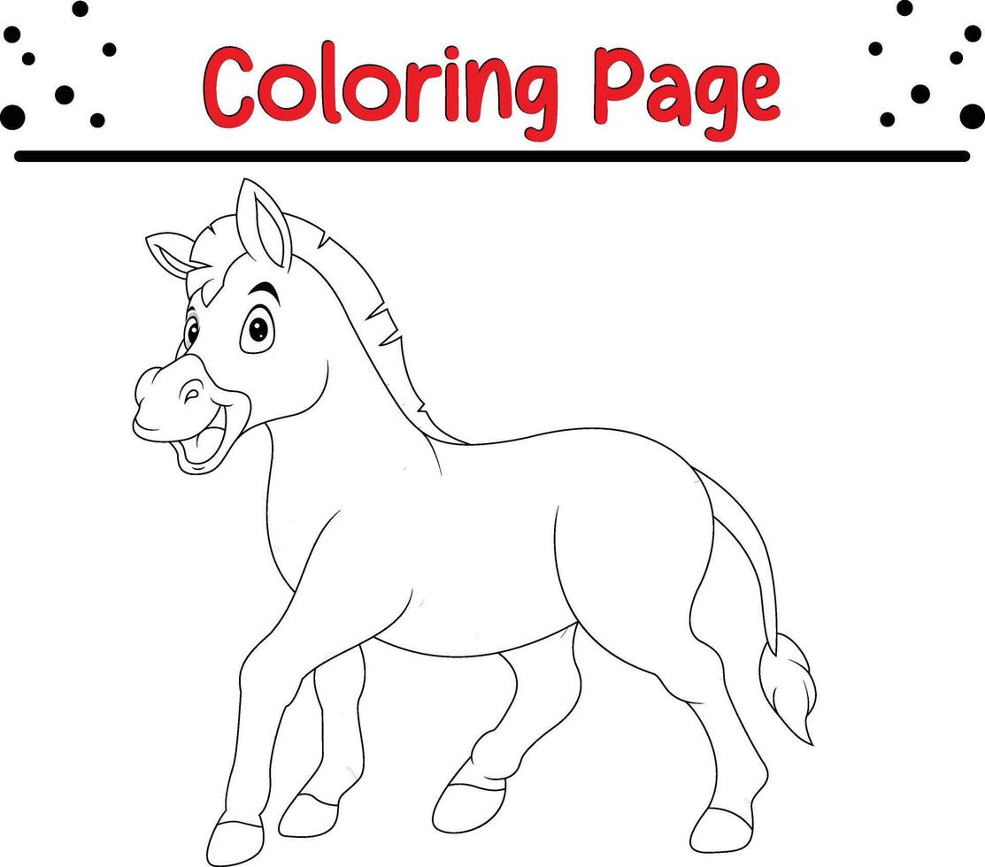 süß Pferd Stand Färbung Seite zum Kinder vektor