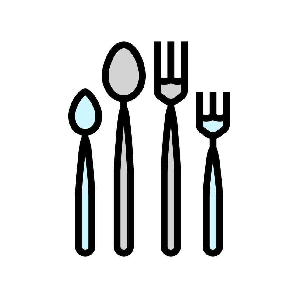 Besteck Restaurant Ausrüstung Farbe Symbol Vektor Illustration