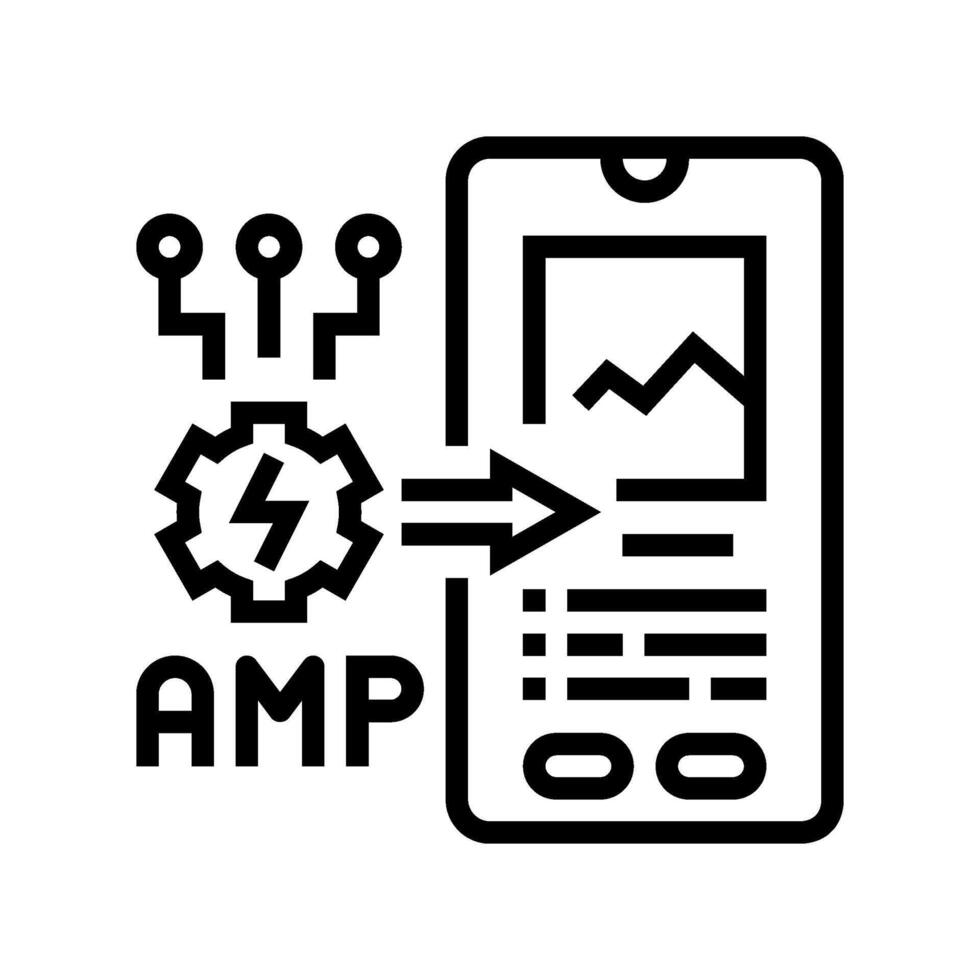 Ampere beschleunigt Handy, Mobiltelefon Seiten SEO Linie Symbol Vektor Illustration