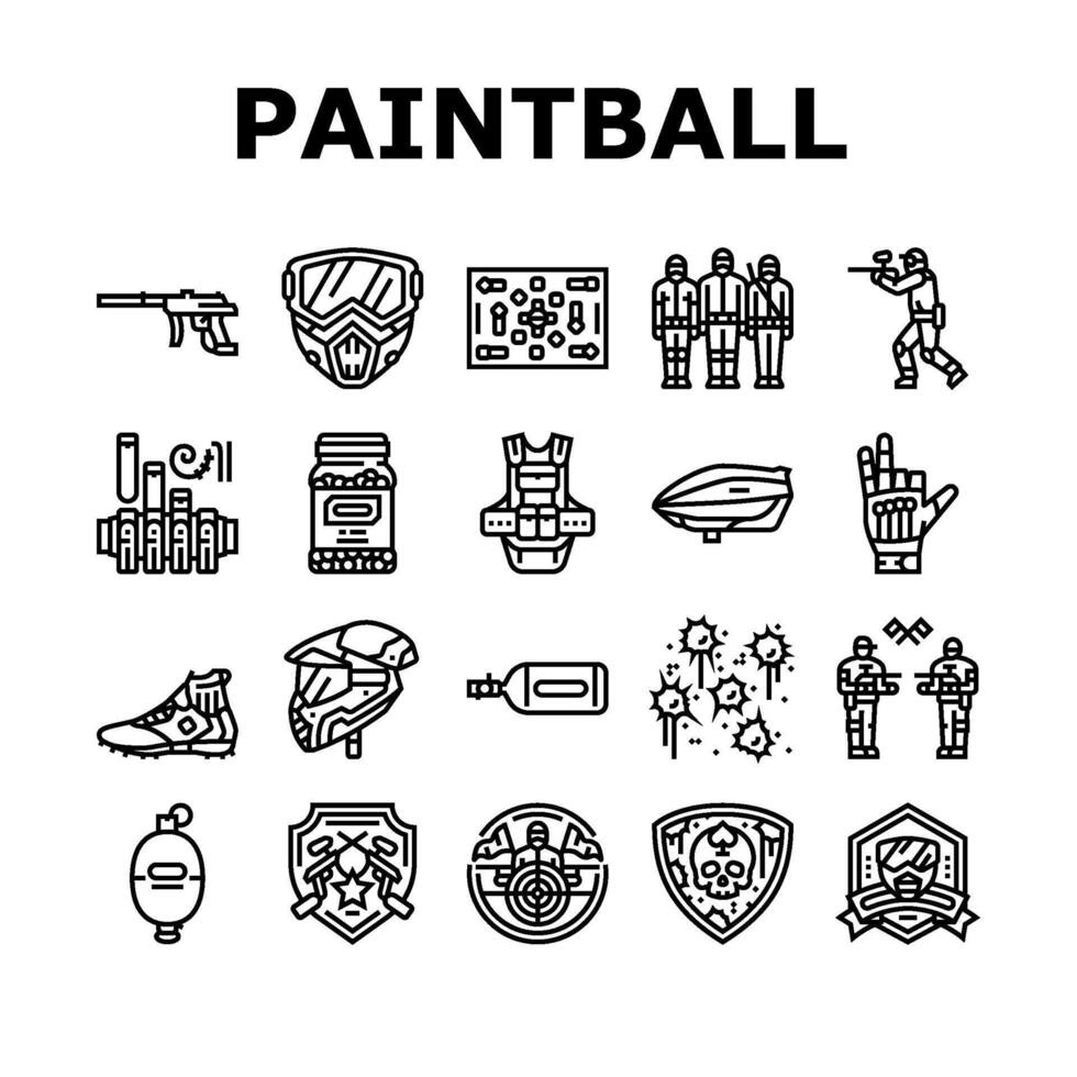 Paintball Spiel Spieler Mannschaft Symbole einstellen Vektor