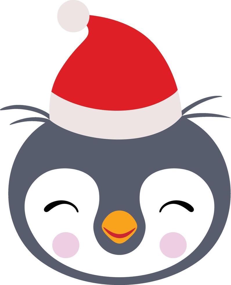 glücklich Pinguin Gesicht mit rot Weihnachten Hut vektor