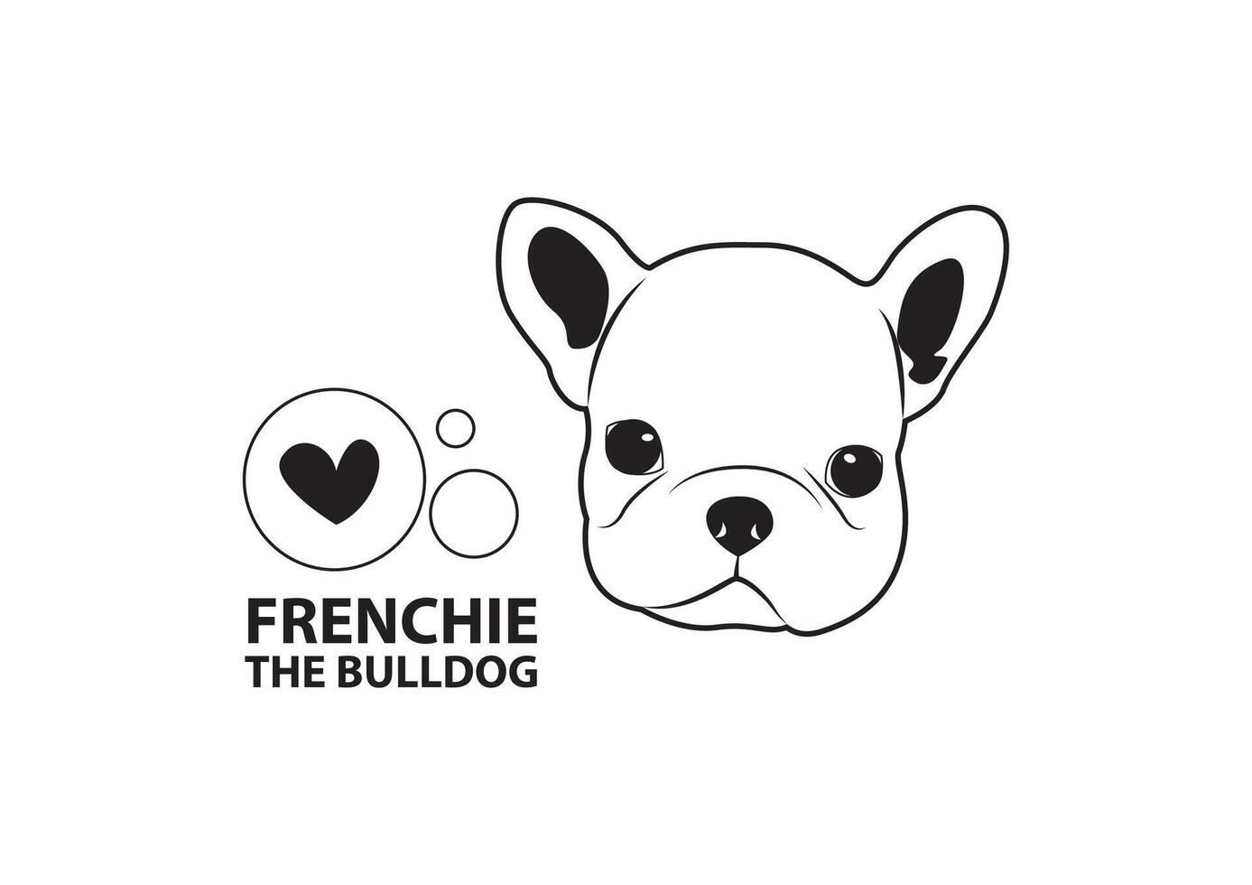 süß Französisch Bulldogge Hündchen schwarz und Weiß Logo Vektor