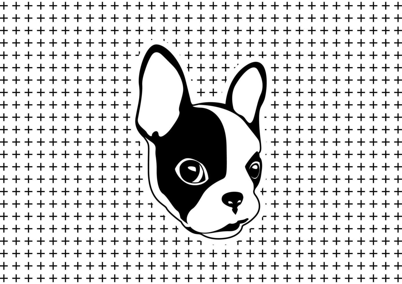 söt två tonig franska bulldogg svart och vit logotyp vektor