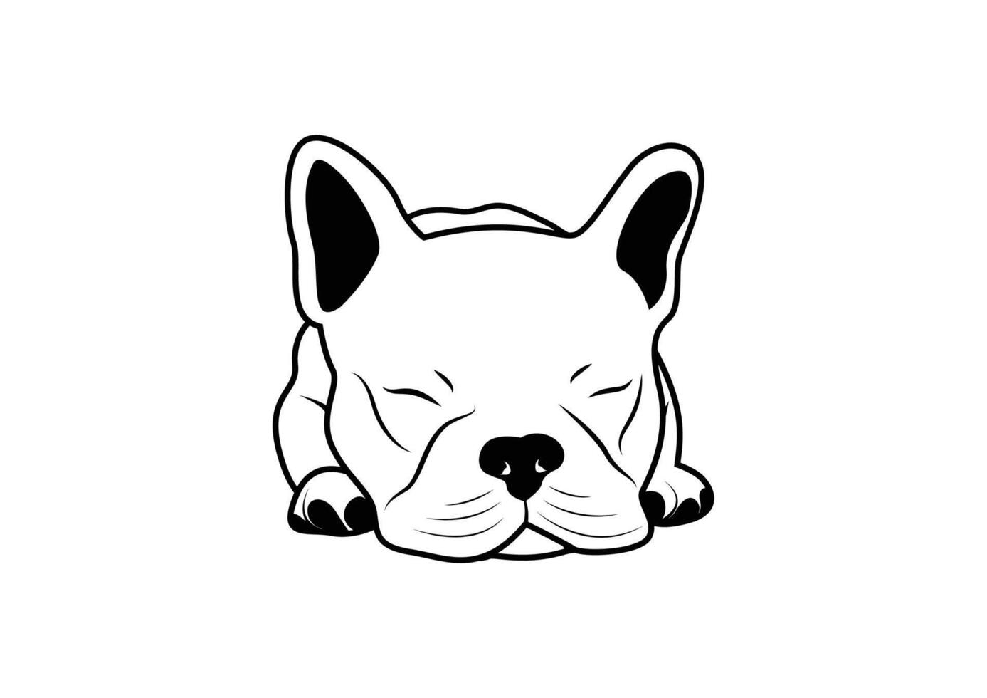 Schlafen Französisch Bulldogge Vektor im schwarz und Weiß