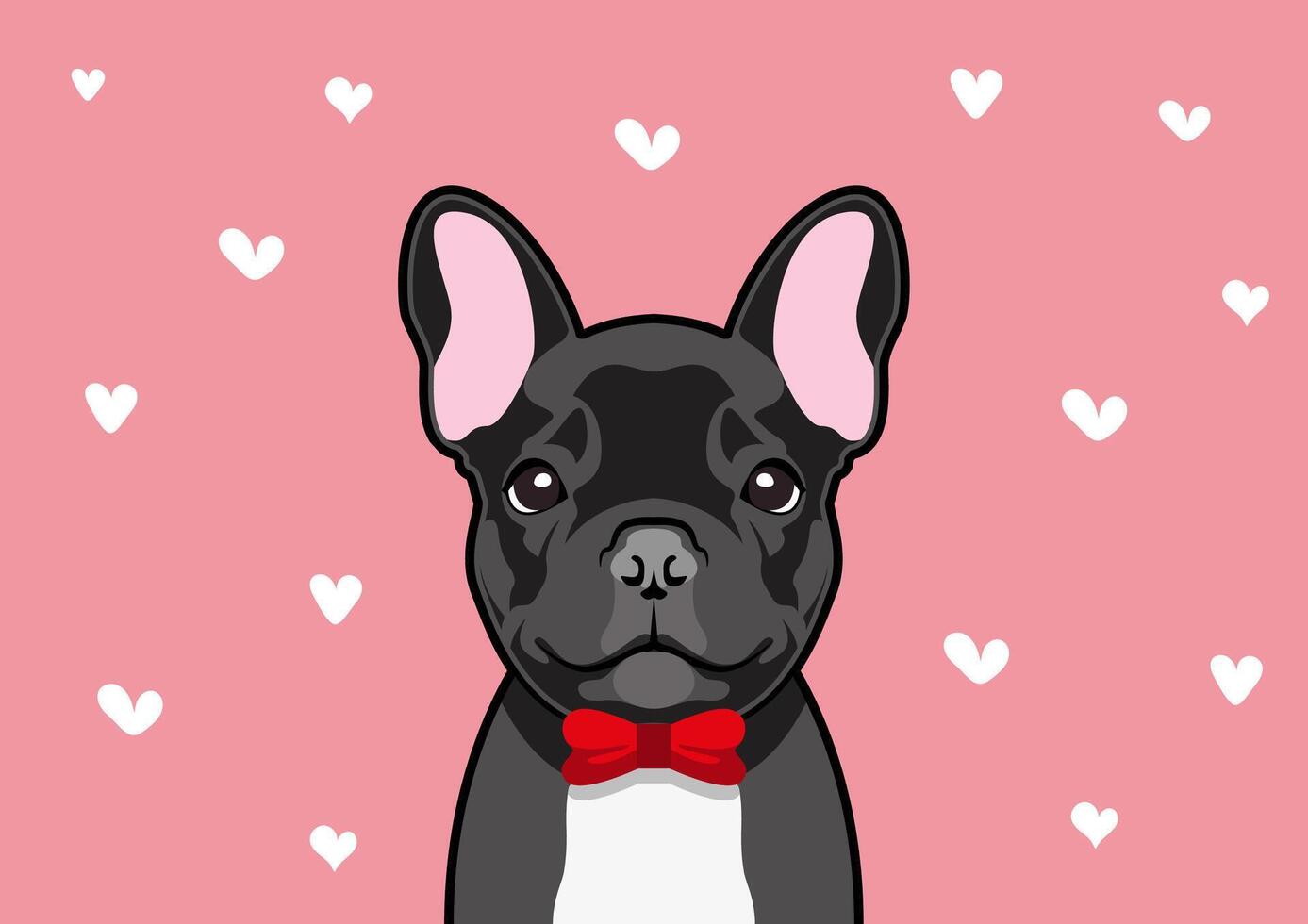 schwarz Französisch Bulldogge im ein rot Bogen Kostüm, er ist bereit zu Treffen seine Valentinstag Datum Paar vektor