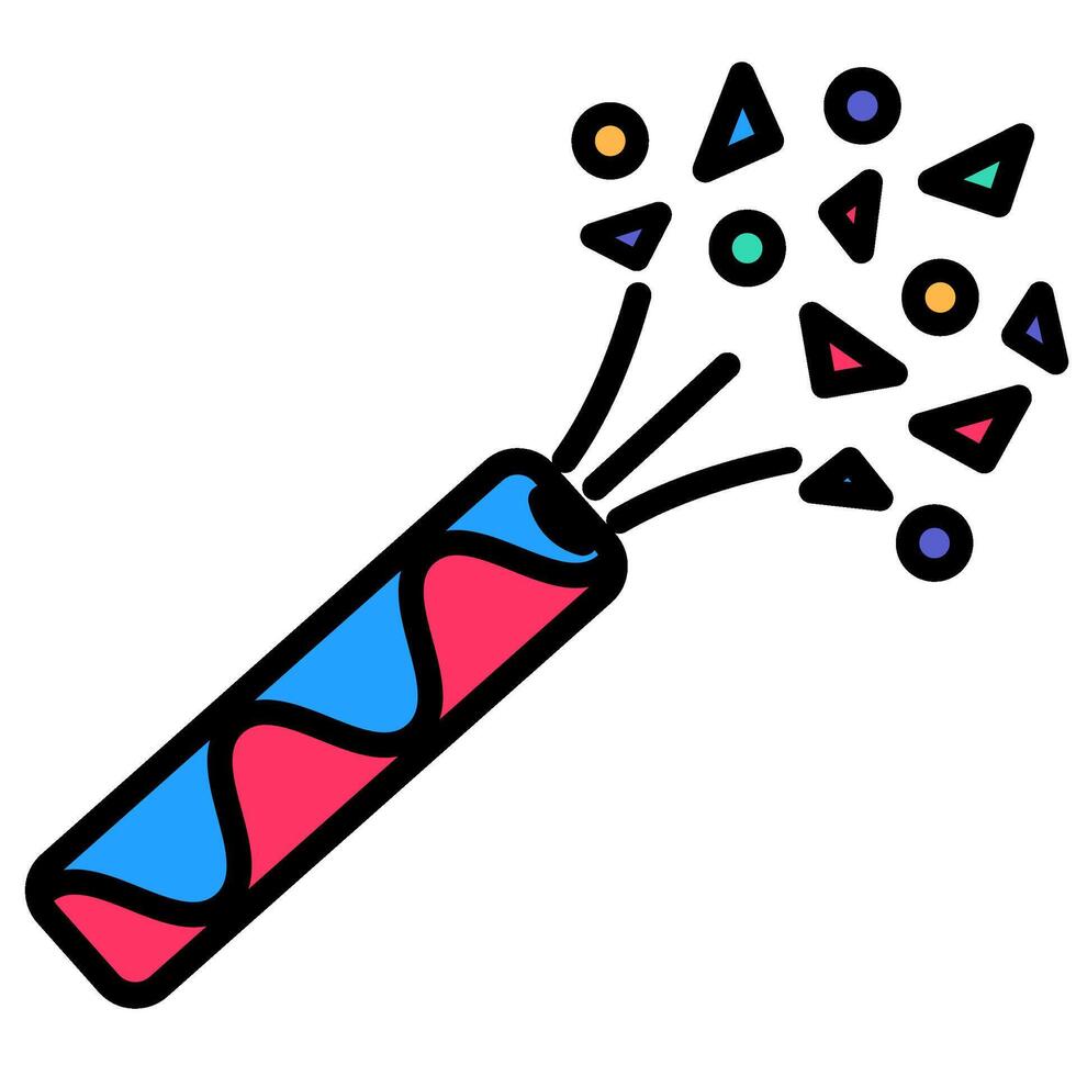 smällare konfetti födelsedag Färg stroke ikon vektor