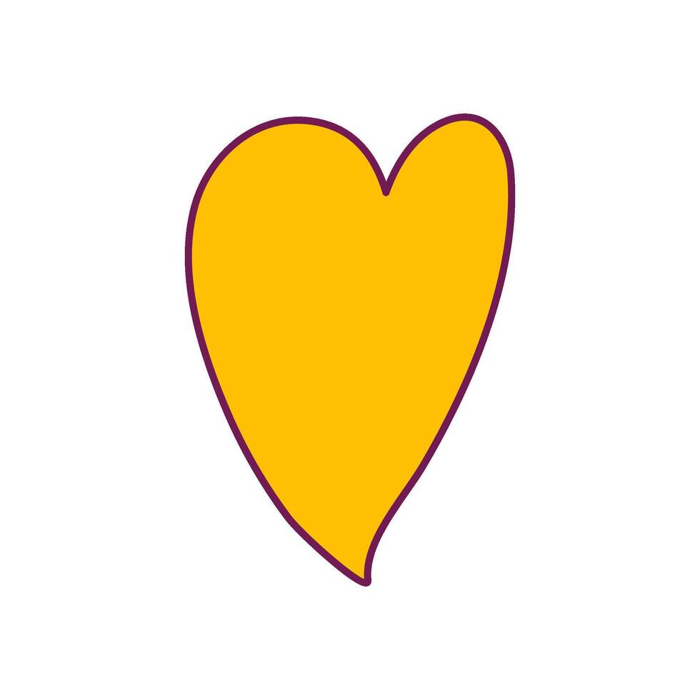 gul tecknad serie hand dragen vektor hjärta element