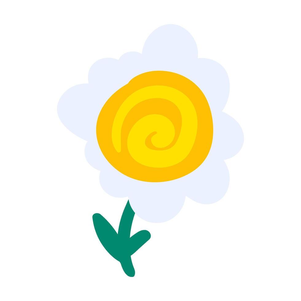 Weiß Frühling Gänseblümchen Blume gezeichnet durch Kind Symbol vektor