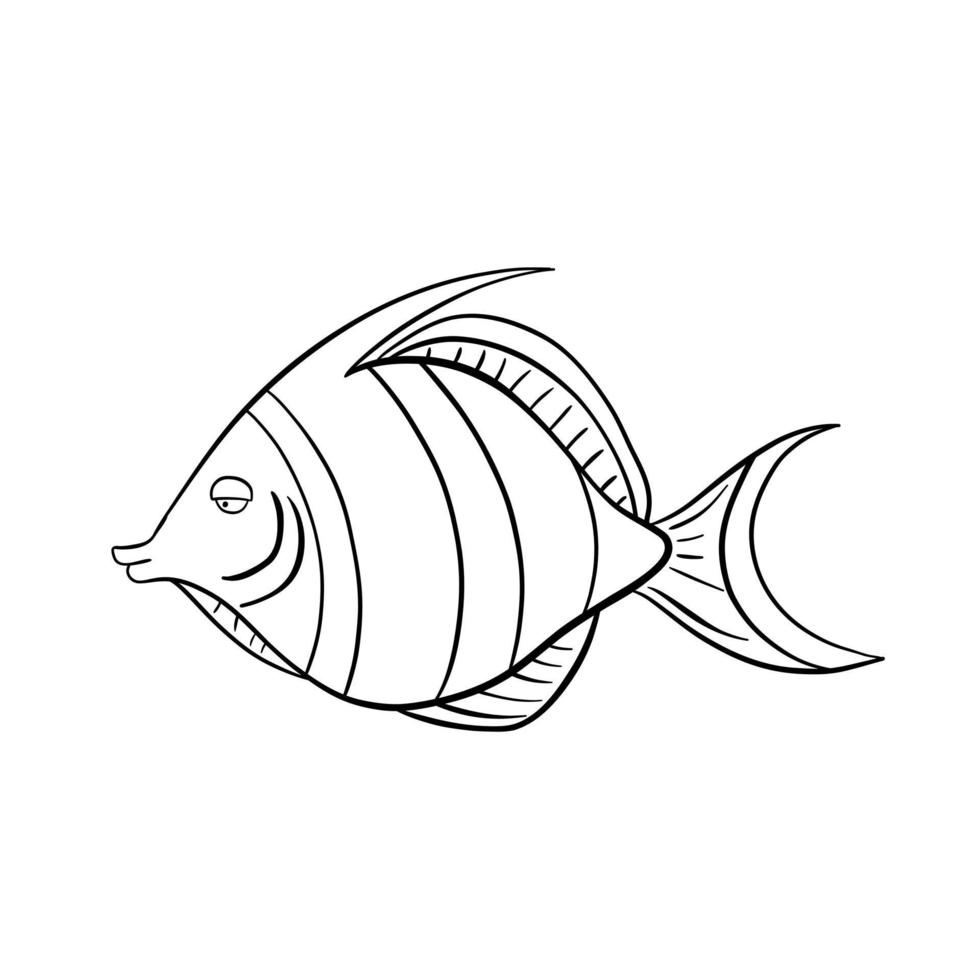 handritad butterflyfish doodle handritad stil vektor