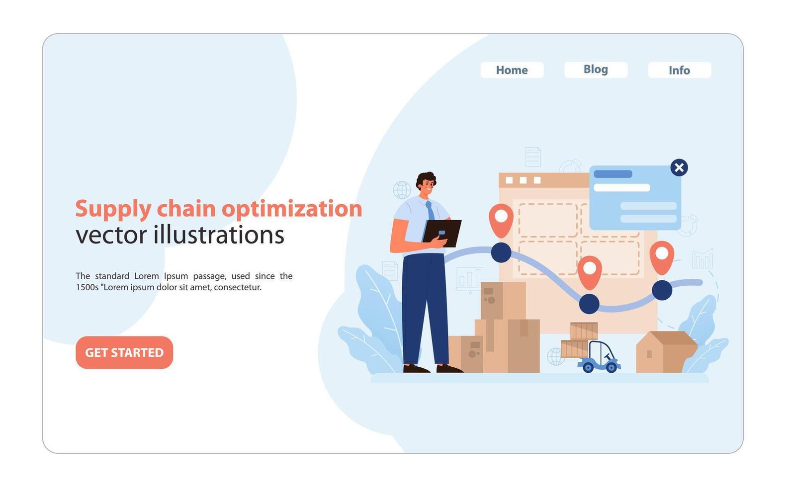 liefern Kette Optimierung. effizient Logistik Verwaltung visualisiert mit Echtzeit Verfolgung. vektor