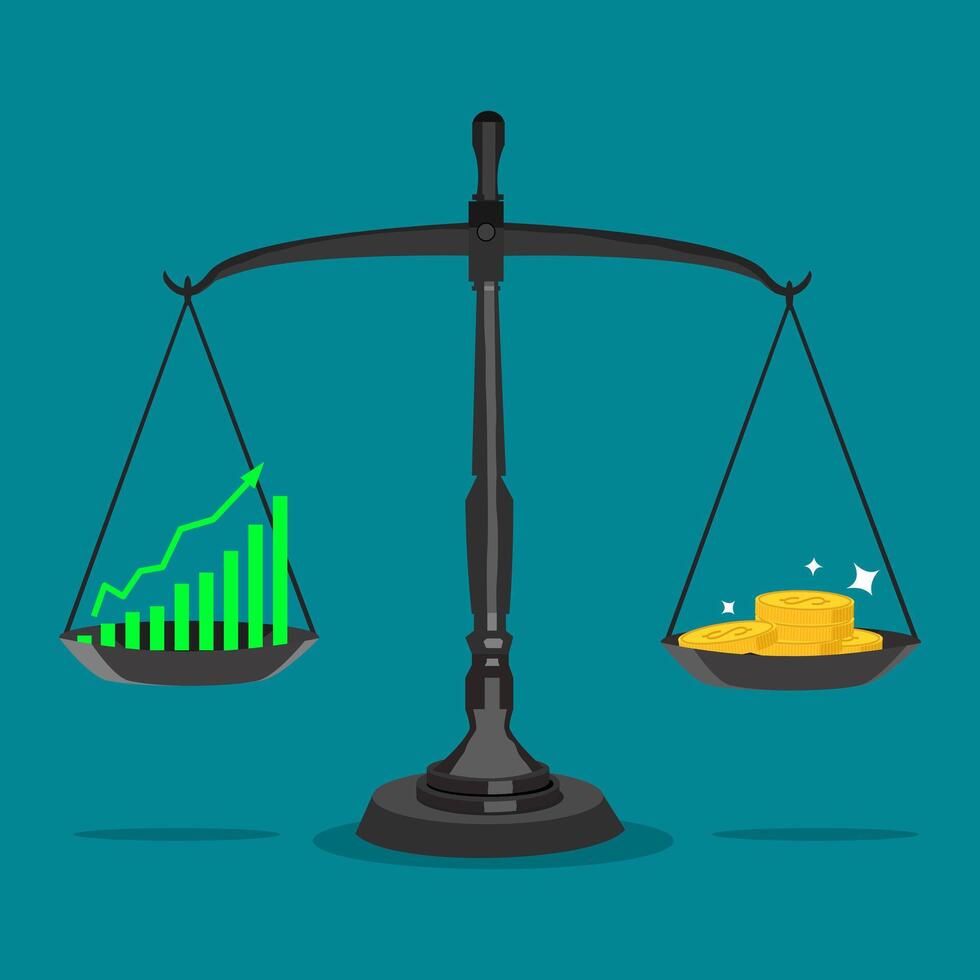 investieren im Wachstum Aktien. Ideen zum Speichern Geld vektor