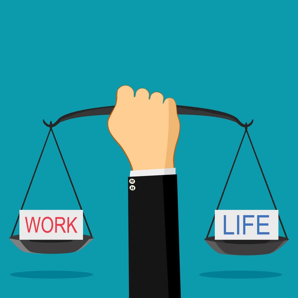 Geschäftsmann halten ein Wiegen Rahmen mit Arbeit und Leben Balance wie ein Werdegang oder Familie vektor