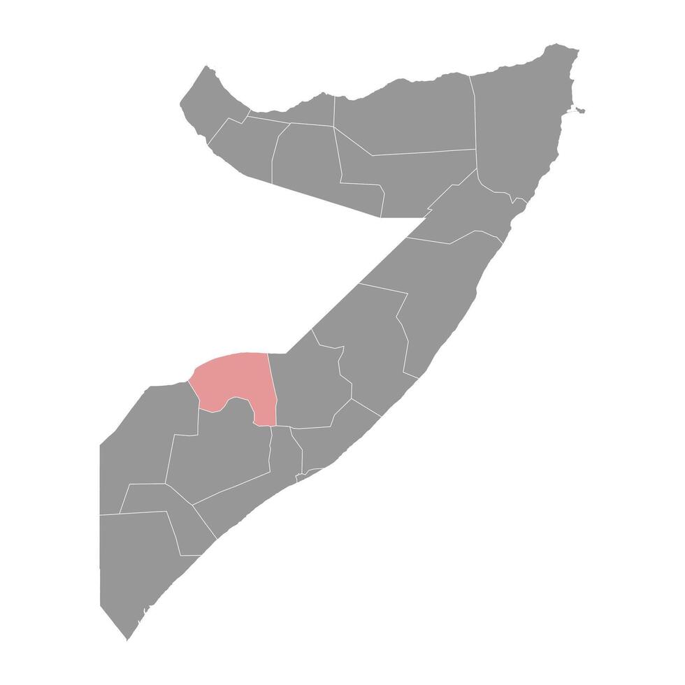 Bakool Region Karte, administrative Aufteilung von Somalia. Vektor Illustration.