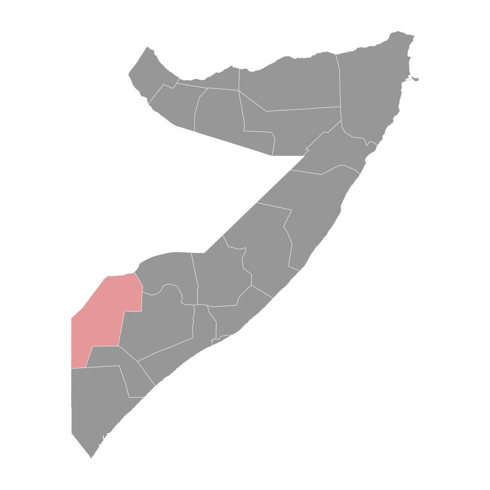 gedo område Karta, administrativ division av somalia. vektor illustration.