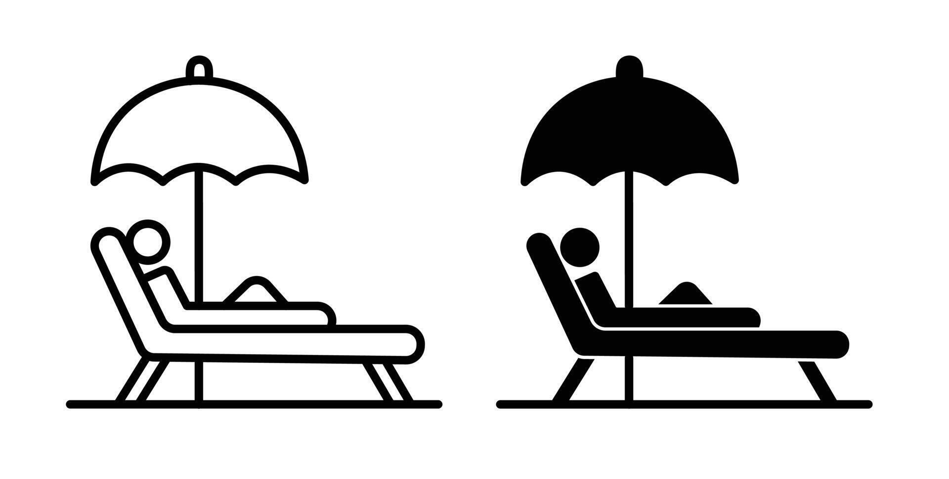 strand stol med paraply ikon vektor