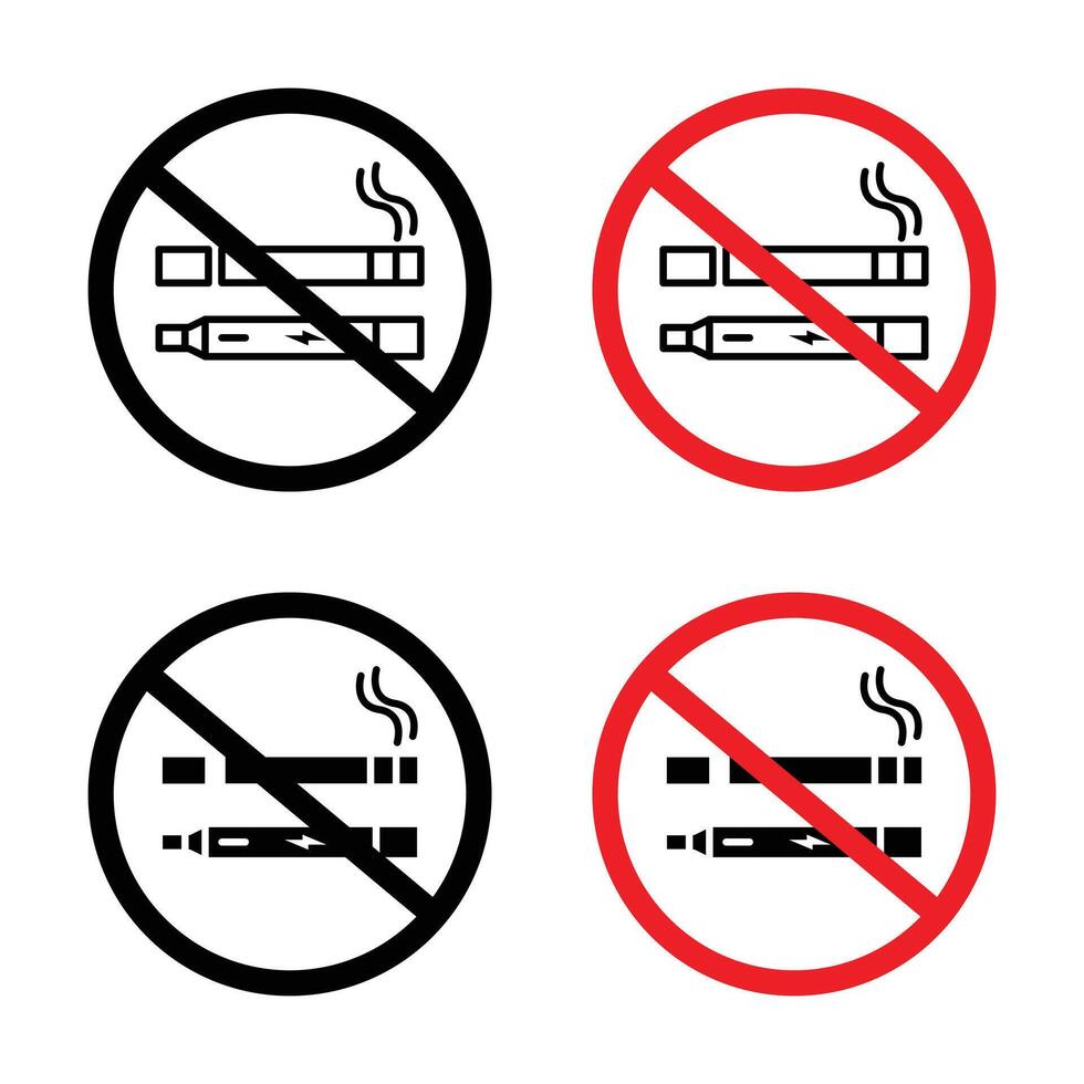 Nej rökning Inklusive elektronisk cigaretter tecken vektor