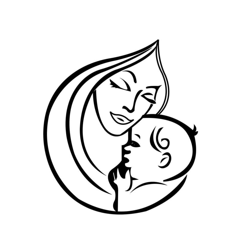 Mütter Tag Mama und Baby abstrakt minimal kreativ Vektor Illustration Symbol