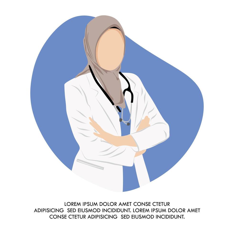 ein Frau Arzt mit ein Stethoskop, oder Blau Hintergrund. ein Arzt im ein medizinisch Uniform. Familie Arzt. medizinisch Arbeiter, Sanitäter. und Banner von National Ärzte Tag. vektor