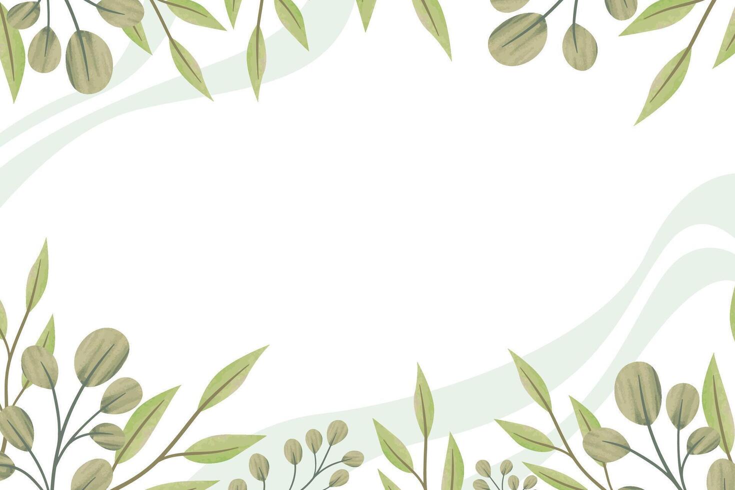 grön blad vattenfärg stil bröllop inbjudan bakgrund vektor