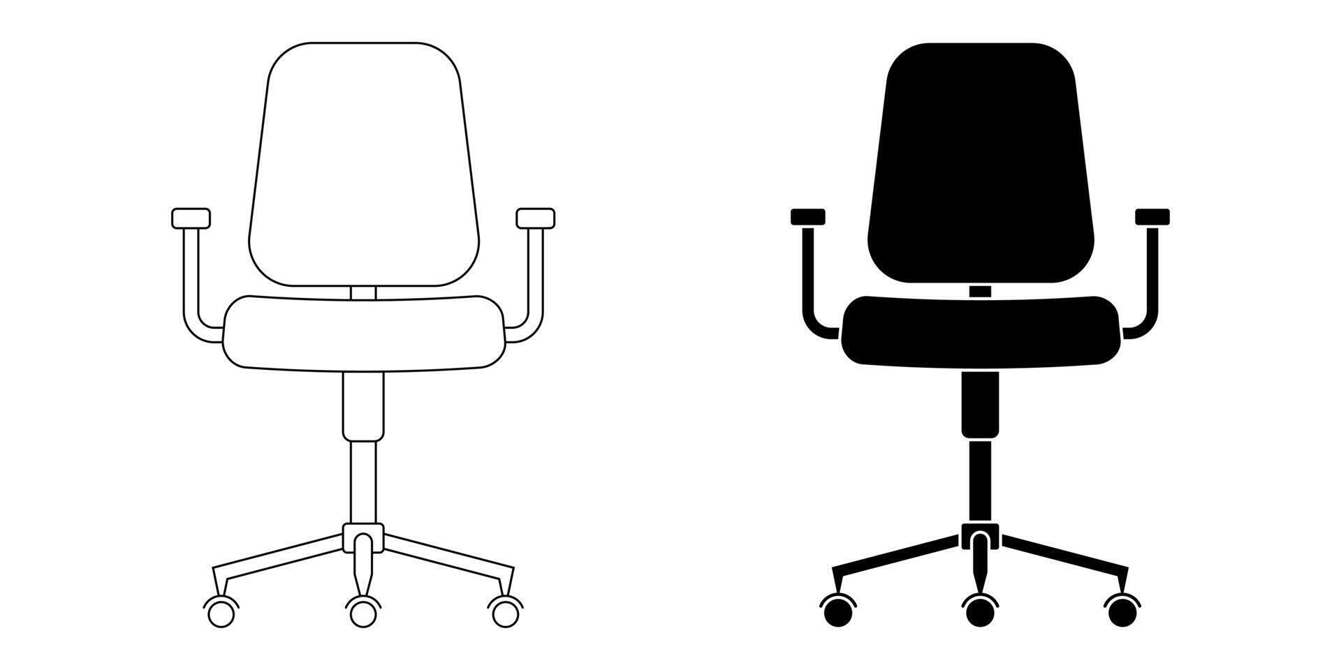 översikt silhuett kontor stol ikon uppsättning isolerat på vit dackground vektor