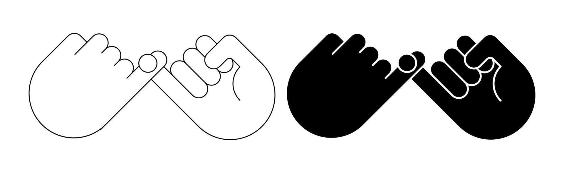 kleiner Finger schwören oder kleiner Finger versprechen Symbol einstellen isoliert auf Weiß Hintergrund vektor