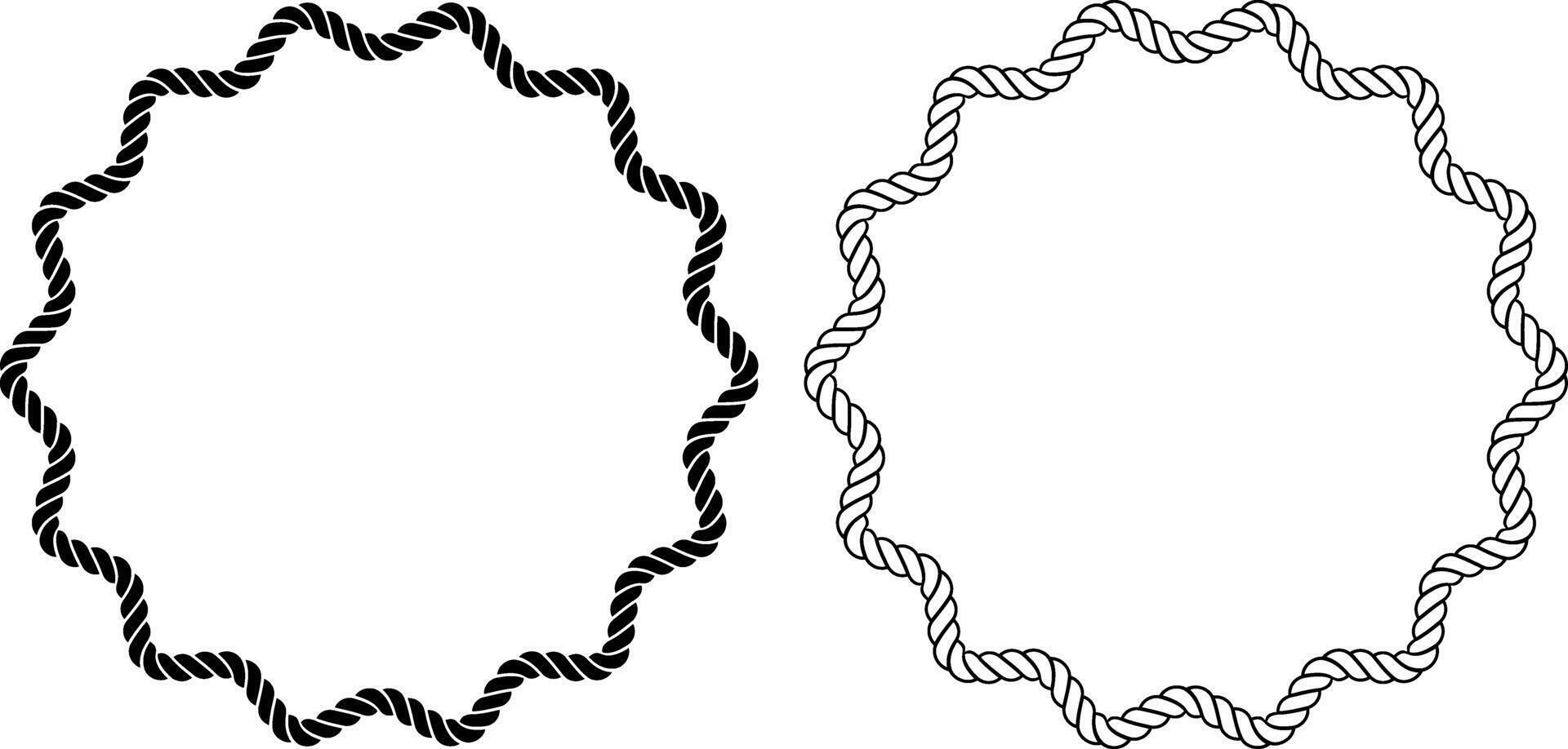 Gliederung Silhouette Welle gerundet Seil Rahmen einstellen mit Kopieren Raum vektor