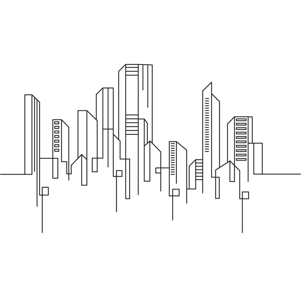 stad byggnad linje konst ikon design vektor illustration