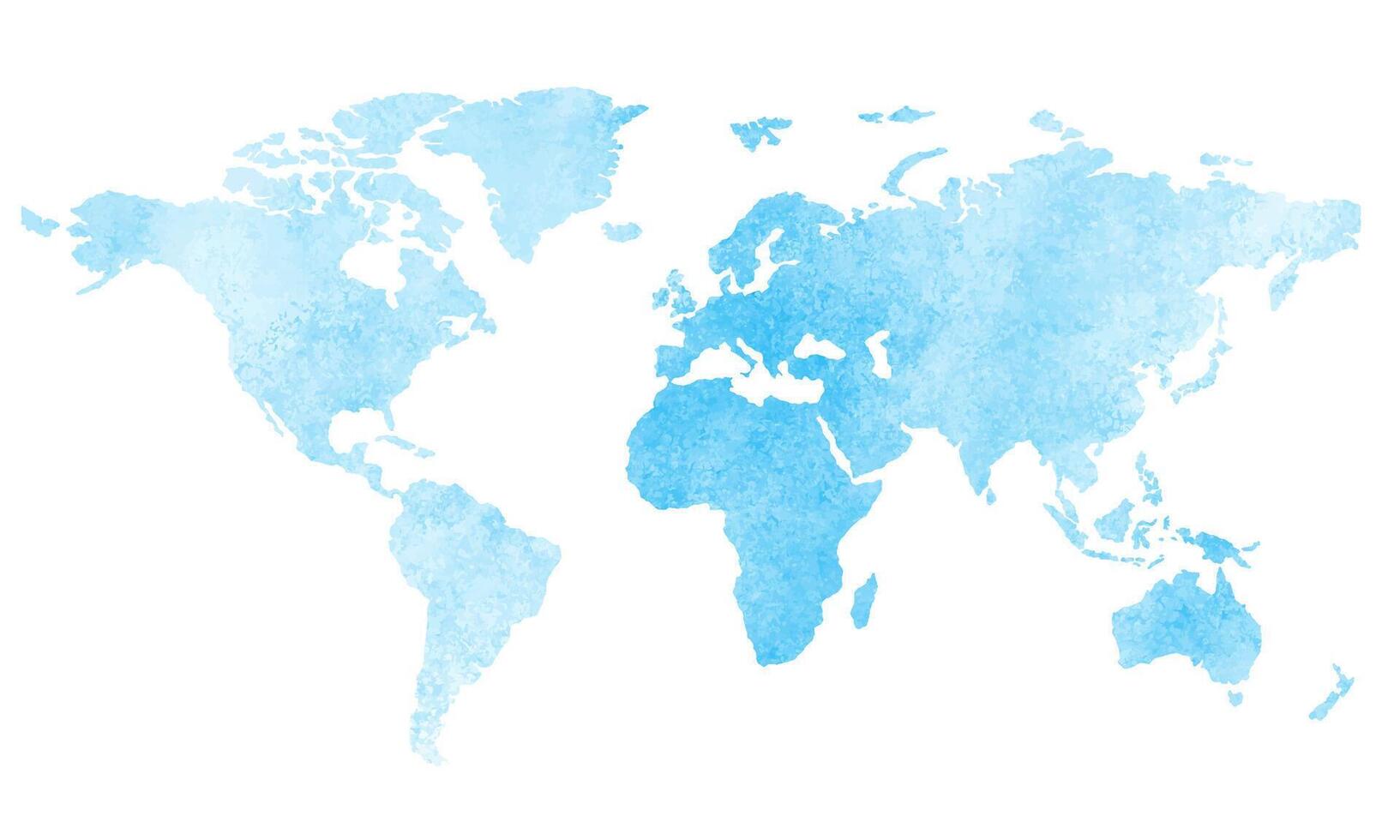 Blau Farbe Welt Karte Aquarell Vektor Hintergrund