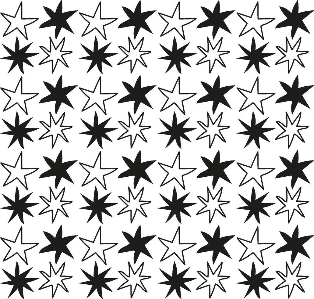 nahtlos Textur im das bilden von ein Muster von Sterne im Gekritzel Stil vektor