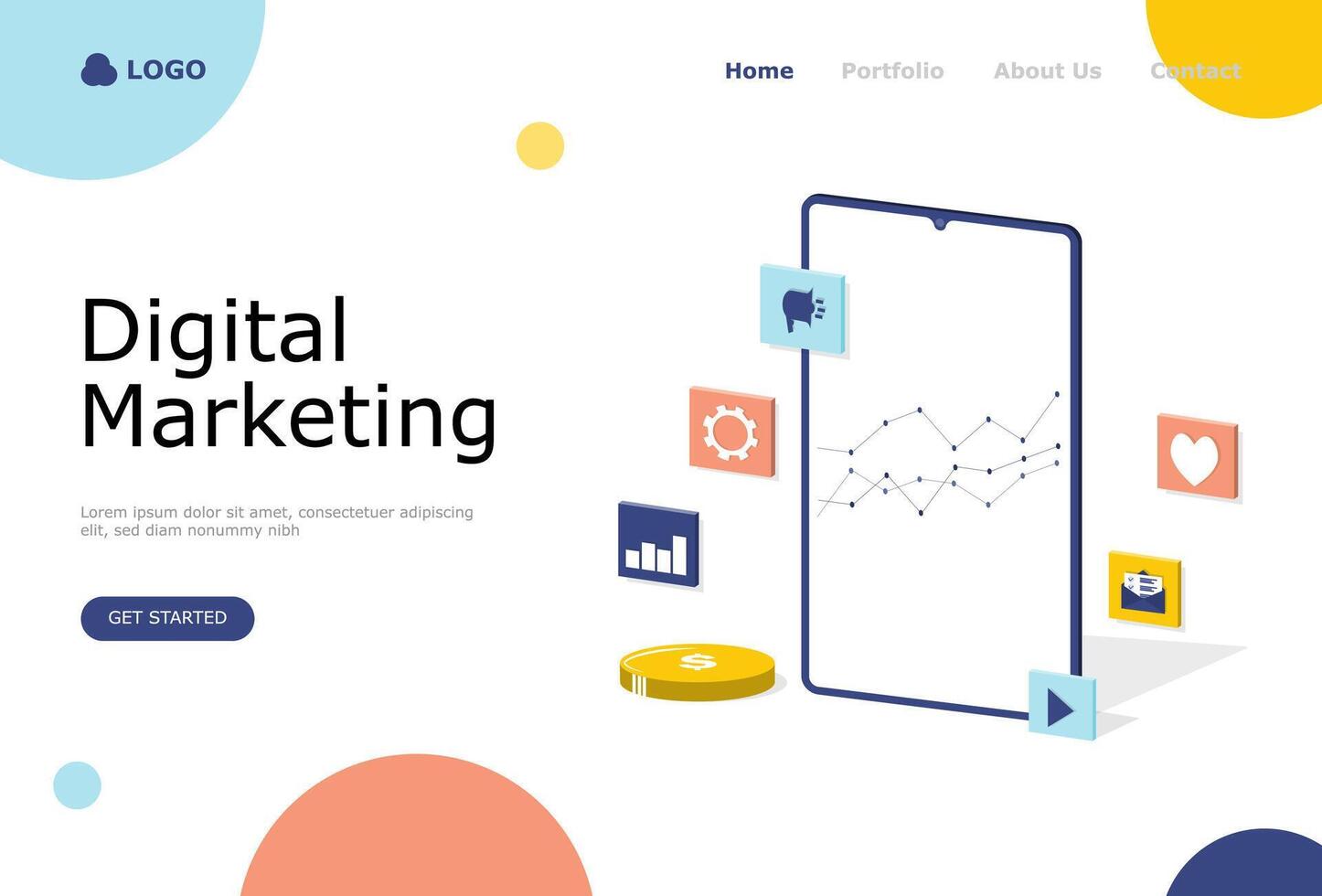 Digital Marketing Strategie Vektor Illustration Konzept, geeignet zum Netz Landung Buchseite, ui, Handy, Mobiltelefon Anwendung, redaktionell Design, Flyer, Banner, und andere verbunden Gelegenheit