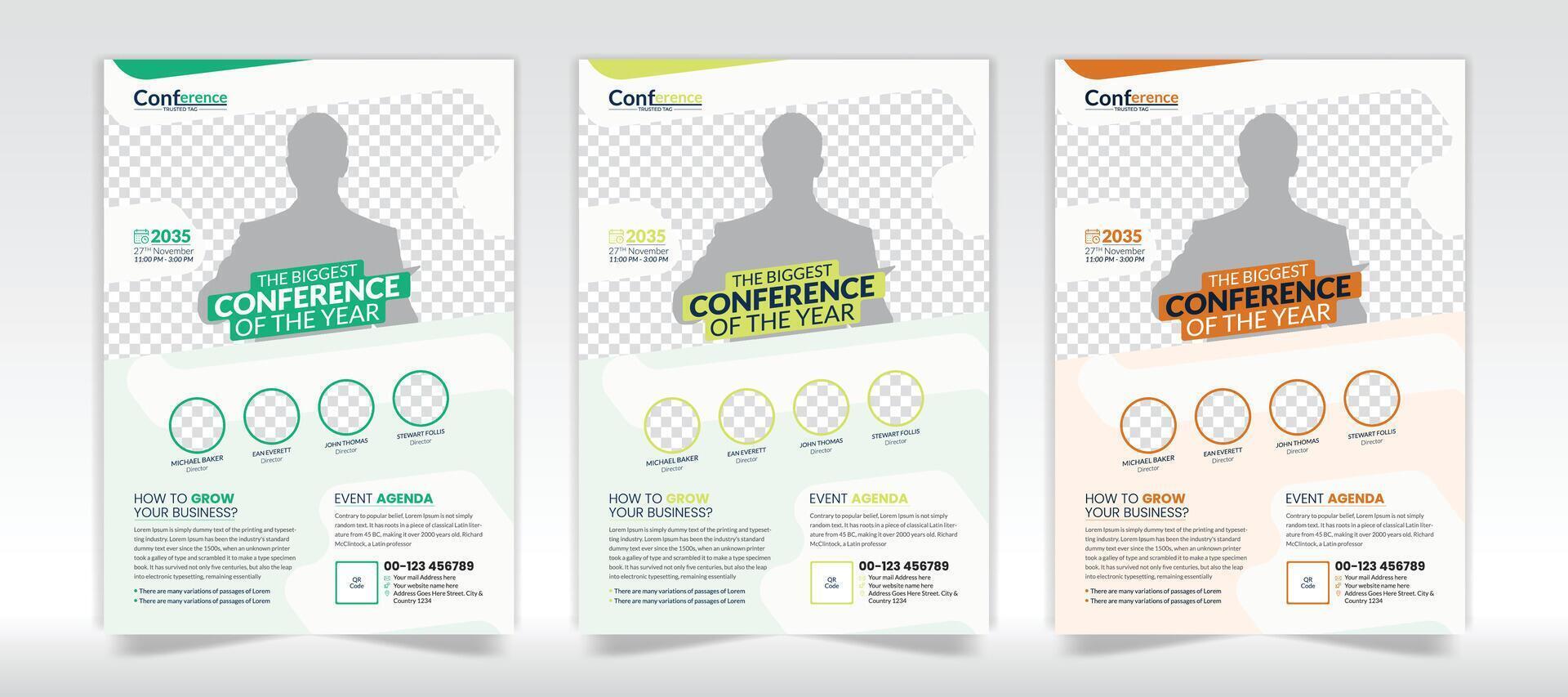 minimalistisch Geschäft Konferenz Flyer mit a4 Layout vektor